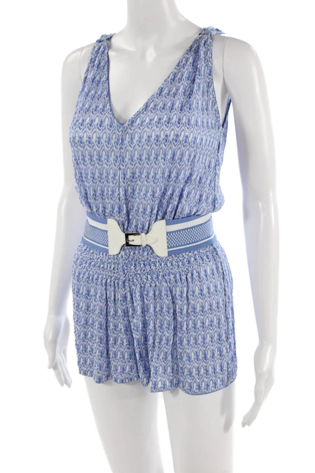 Mameluco de cinturón Missoni Mare para mujer estampado tejido cuello en V sin mangas azul talla 38 Foto 2 de 4