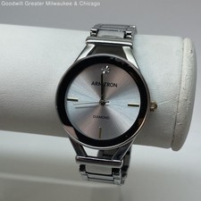 Armitron Silver Tone Diamond Accent Wristwatch 49.0g