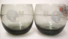 2 Vintage Single Bar Helmet NFL New York Jets Smokey Gray 12oz. Glasses