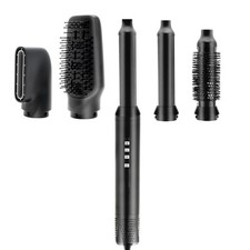 5 in 1 Air Styler Hot Air Brush Hair Dryer  Curling Iron with Attachment Black