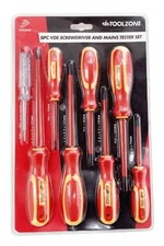 VDE Insulated Electricians Screwdriver Set HEAVY DUTY Magnetic 1000v & Tester