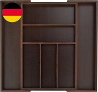 Relaxdays Besteckkasten Schublade Bambus Organizer, Dunkelbraun | Ausziehbar