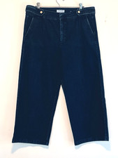 Nine West pants, 16/33, wide leg, zipper, 4 pockets, dark wash navy