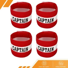 4 Pack Captain's Armband Elastic Arm Band for Soccer Team Training Red