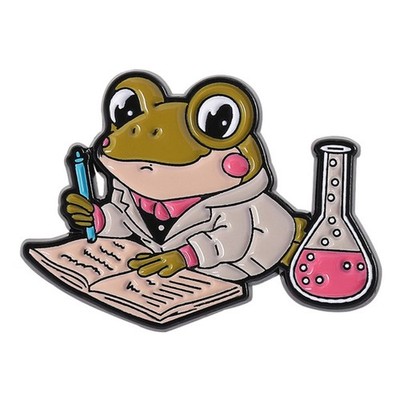 Fun Science Themed Frogs Pin Including Microscope and Test Tube Detail