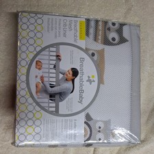 Breathable Baby Mesh Crib Liner Gray Owls