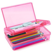 1 Pack Double Layer Hard Pencil Cases Plastic Translucent Pencil Box With Lid