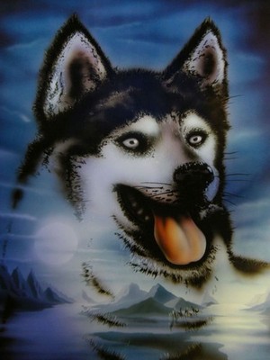 UV Schwarzlicht Poster Neon Druck ''Husky'' 64x90cm Blacklight Party