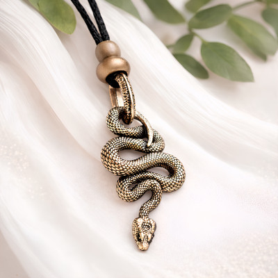 Viper Schlange Anhänger Amulett aufgerollt Schutz Weisheit Halskette Schmuck & Box