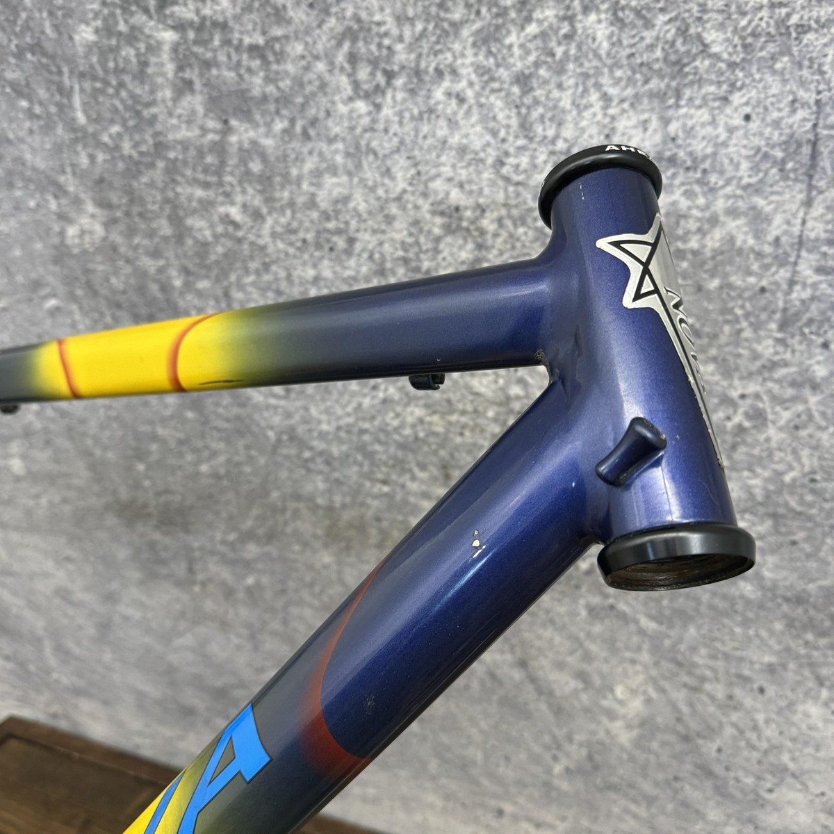 Vintage Nova Road Bike Frame 56cm Columbus 700c Blue Yellow Fade