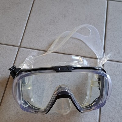 TUSA VISIO TRI-EX Tauchmaske Taucherbrille mit  Silikon-Kopfband schwarz/klar
