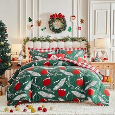 Christmas 7 Pieces King Comforter Set Bed in a Bag Holiday New Year Style - G...
