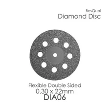 Dental Lab Slotted Diamond Disc Dia-6 with free mandrel 0.30mm x 22mm 