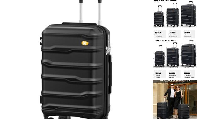 Carry On Luggage 22x14x9 Airline Approved, Hard Shell Carry-On 20-Inch 0-Black