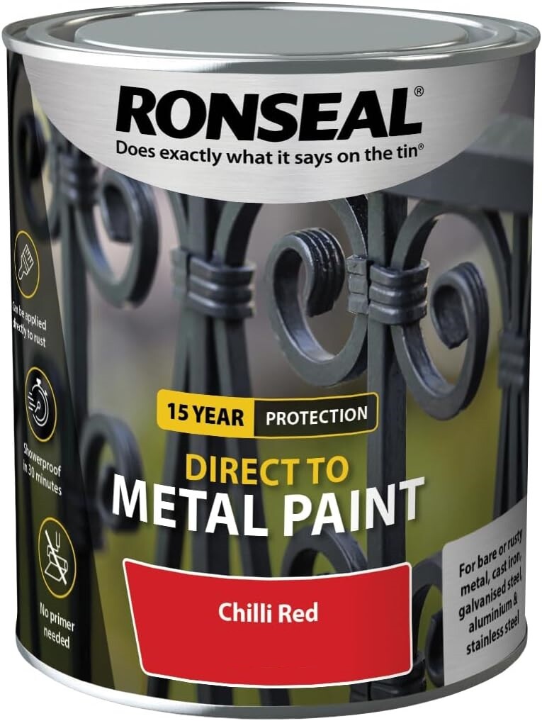 Direct to Metal Paint Chilli Red Gloss , Matt Finish 250ml , 750ml Self Priming