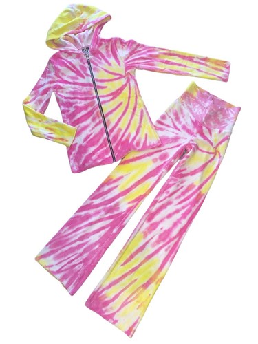 Hope Jeans Girls 2pc Tie Dye LOVE Velour Zip Hoodie and Lounge Pants Set (8-10) - Picture 3 of 3