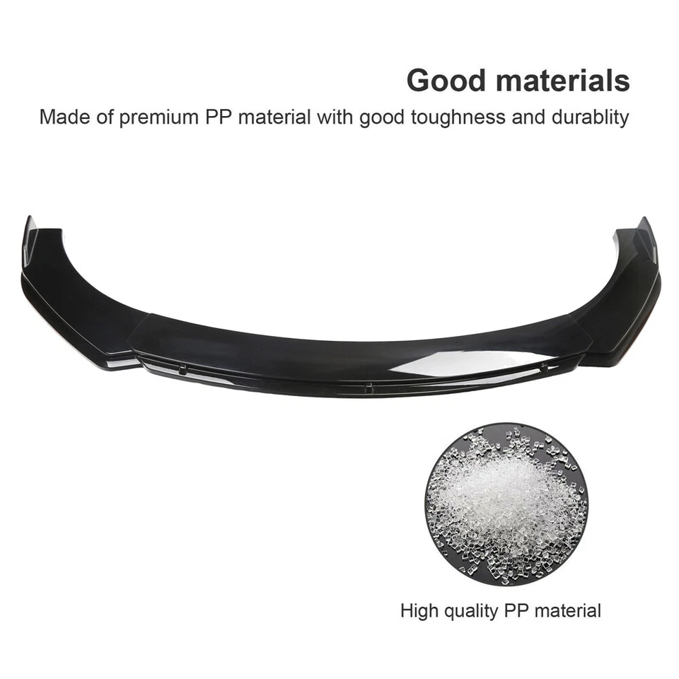 Parachoques delantero negro brillante divisor de labios + varillas de puntal para Dodge Ram 1500 Sport Foto 4 de 4