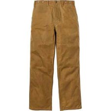 Filson Oil Finish Single Tin Pants 11014005 MADE IN USA Dark Tan Khaki Unhemmed