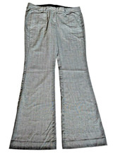 Express Women's Vintage Grey Flat Front Flare Legs Y2K Trouser Pants Size 10