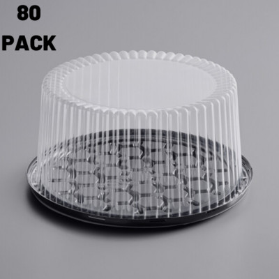 80-Pack 9'' 2-3 Layer Disposable Cake Display Container with Clear Dome Lid Bulk