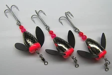 SPIN N GLO LOT  3 SPINNER LURE TROUT SALMON STEELHEAD ALASKA AUSTRALIA WORDEN'S