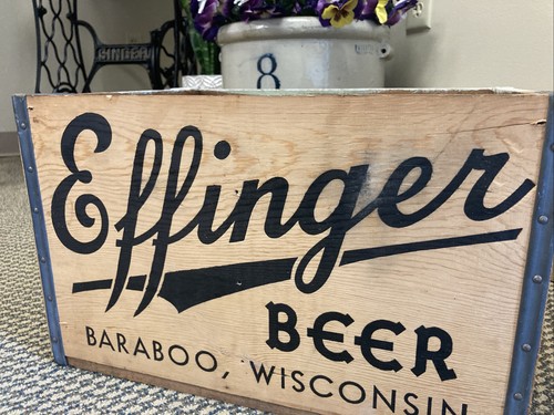 Vintage Wooden Beer Crate Effinger Brewing Baraboo Wisconsin Box CLEAN 1948 - Picture 5 of 24