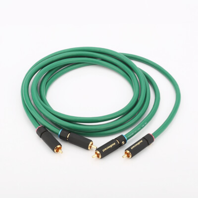 Pair OFC Silver Plated Copper Wire Gold Plated Connector HiFi Audio RCA Cable