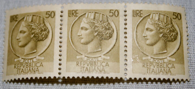 Italy Postage Stamp 1968 MNH 50 lire Syracusan Series Strip of 3