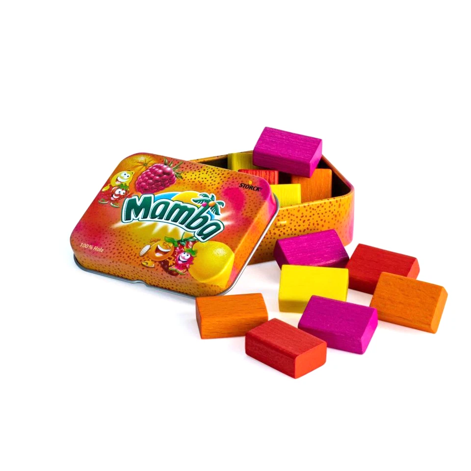 Erzi "Mamba" Kaubonbons (aus Holz) in Blechdose, für Kaufladen 14386