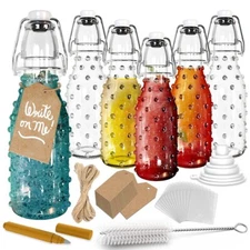Nevlers 8.5 oz Dotted Swing Top Bottles (Pack of 6) | Includes Funnel, Brush