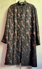 Lovely *east* Black Gold Silk Floral Textured Oriental Lined Jacket Coat 14