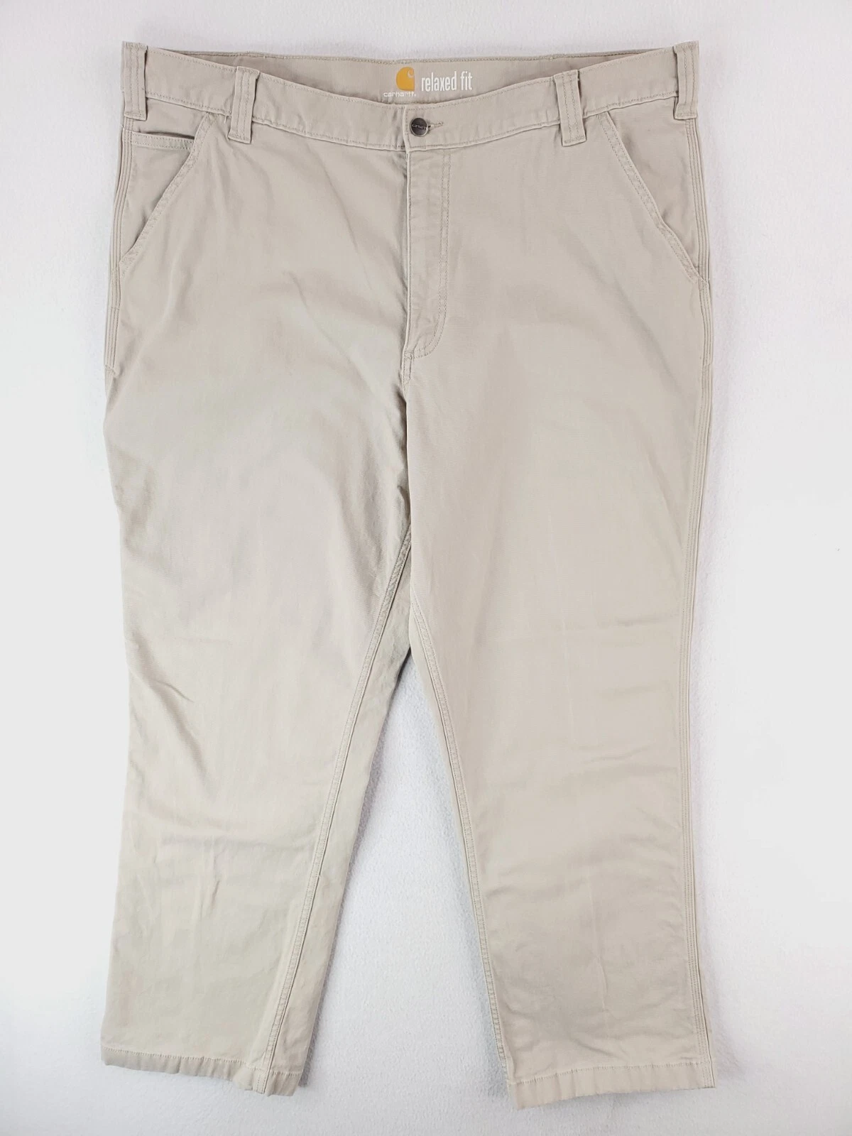 Carhartt Pants Mens 42x30 Khaki Relaxed Straight Utility Cargo Workwear Stretch