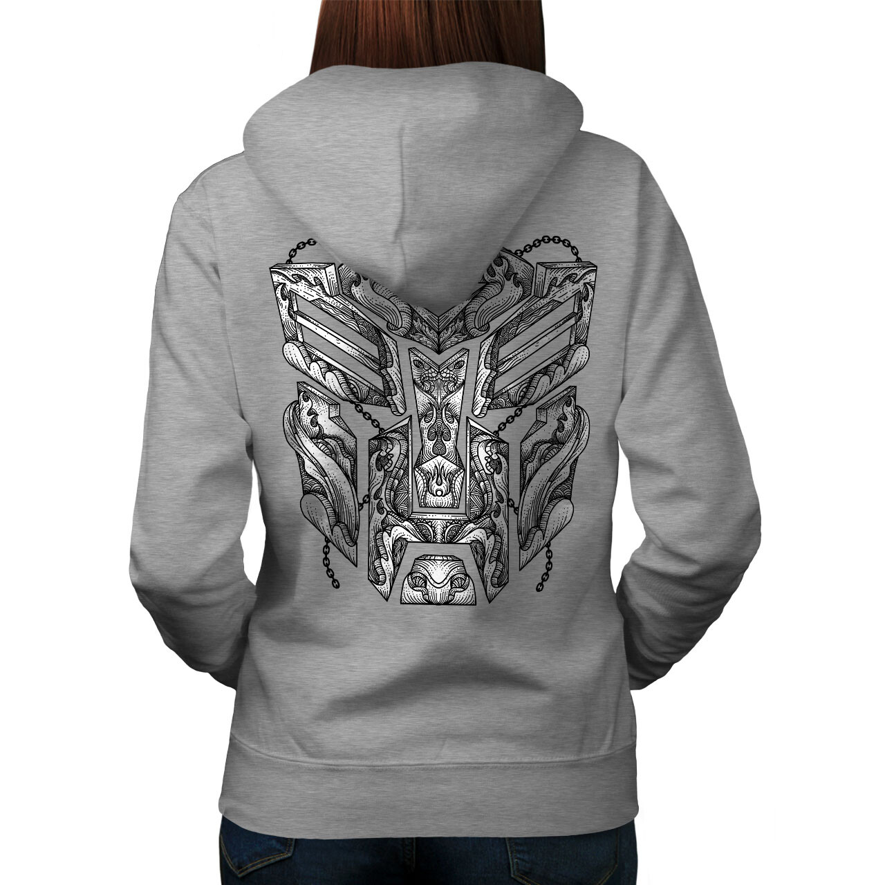 Wellcoda Autobot Logo Robot Movie Womens Hoodie Back