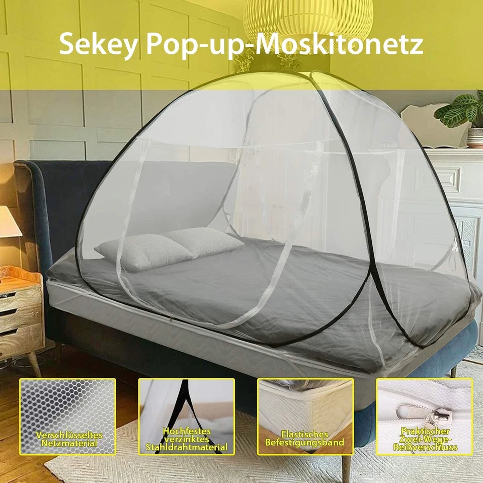 Sekey Pop-up Moskitonetz Faltbare Moskitonetz für Doppelbett Bett Insektenschutz - Bild 2 von 4