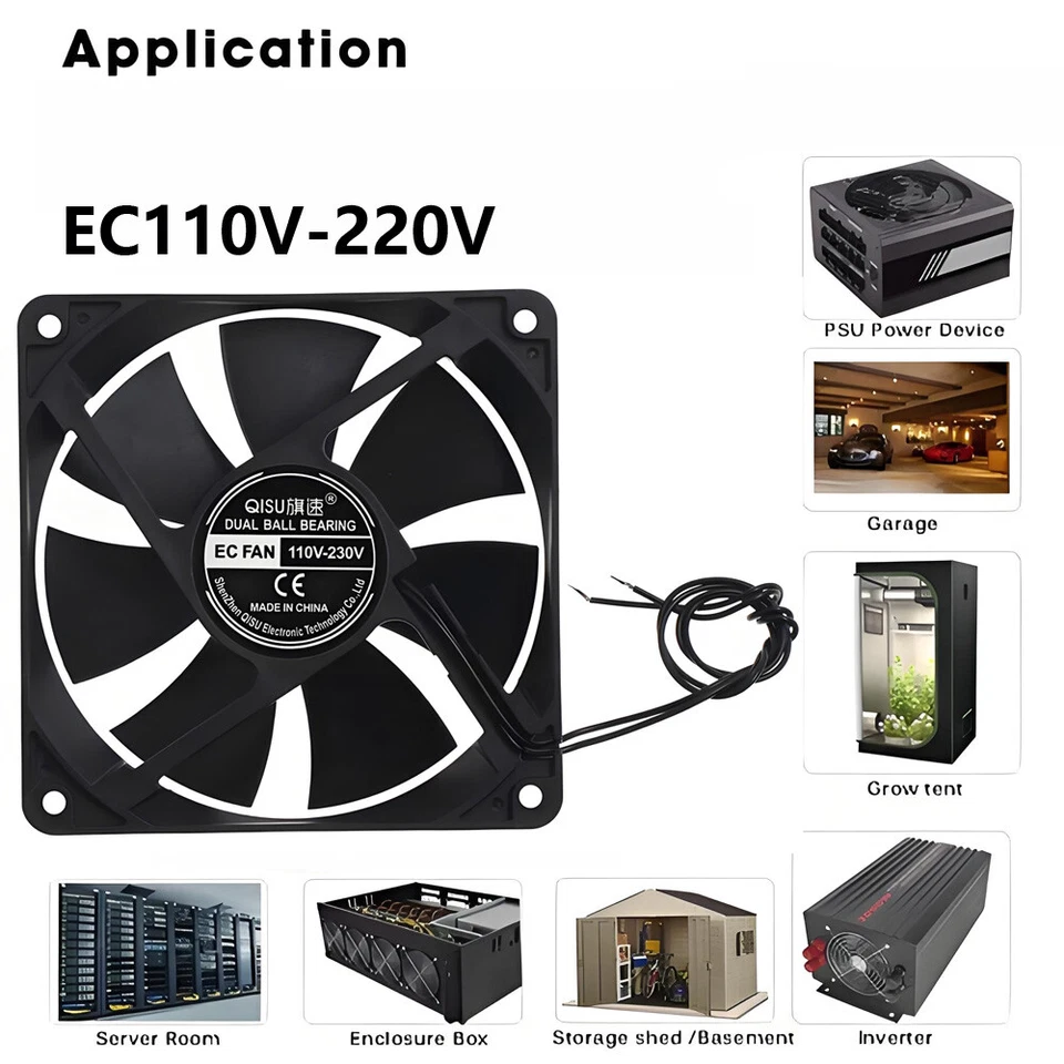 6025-12038 Dual Ball Bearing EC110-220V Cooling Fan-for Welding Machine /Cabinet - Image 2 of 4