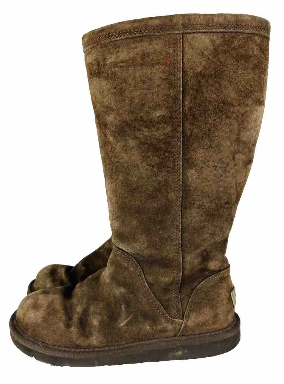 Stivali UGG Australia Wo's 1890 KENLY alti marroni scamosciati zip pelle di pecora taglia 7