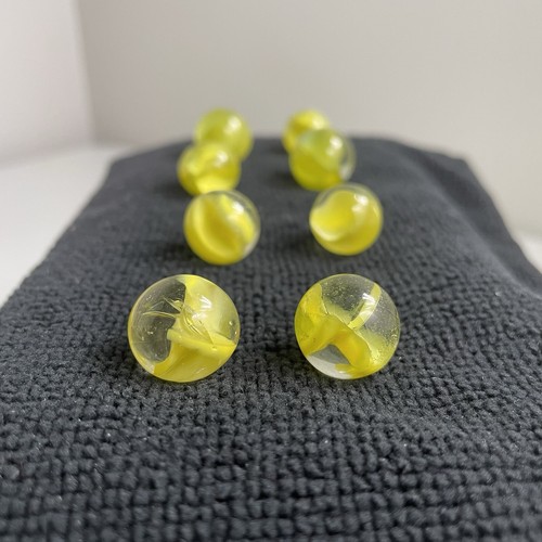 Vintage Marble King Eight Cats Eye Marbles Yellow Clear Lot Different Sizes - Picture 2 of 8