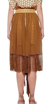 KITX Ephemeral Silk Skirt Size 6 Brass Tassels Hanky Hemline Boho  RP $695 BNWT