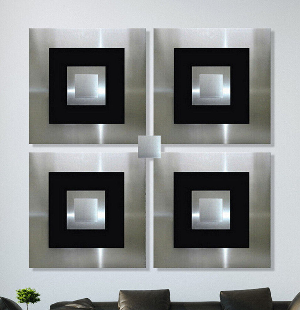 Tableau Sur Toile Heavy Metal - Art Moderne Abstrait Noir Blanc Gris - Neuf