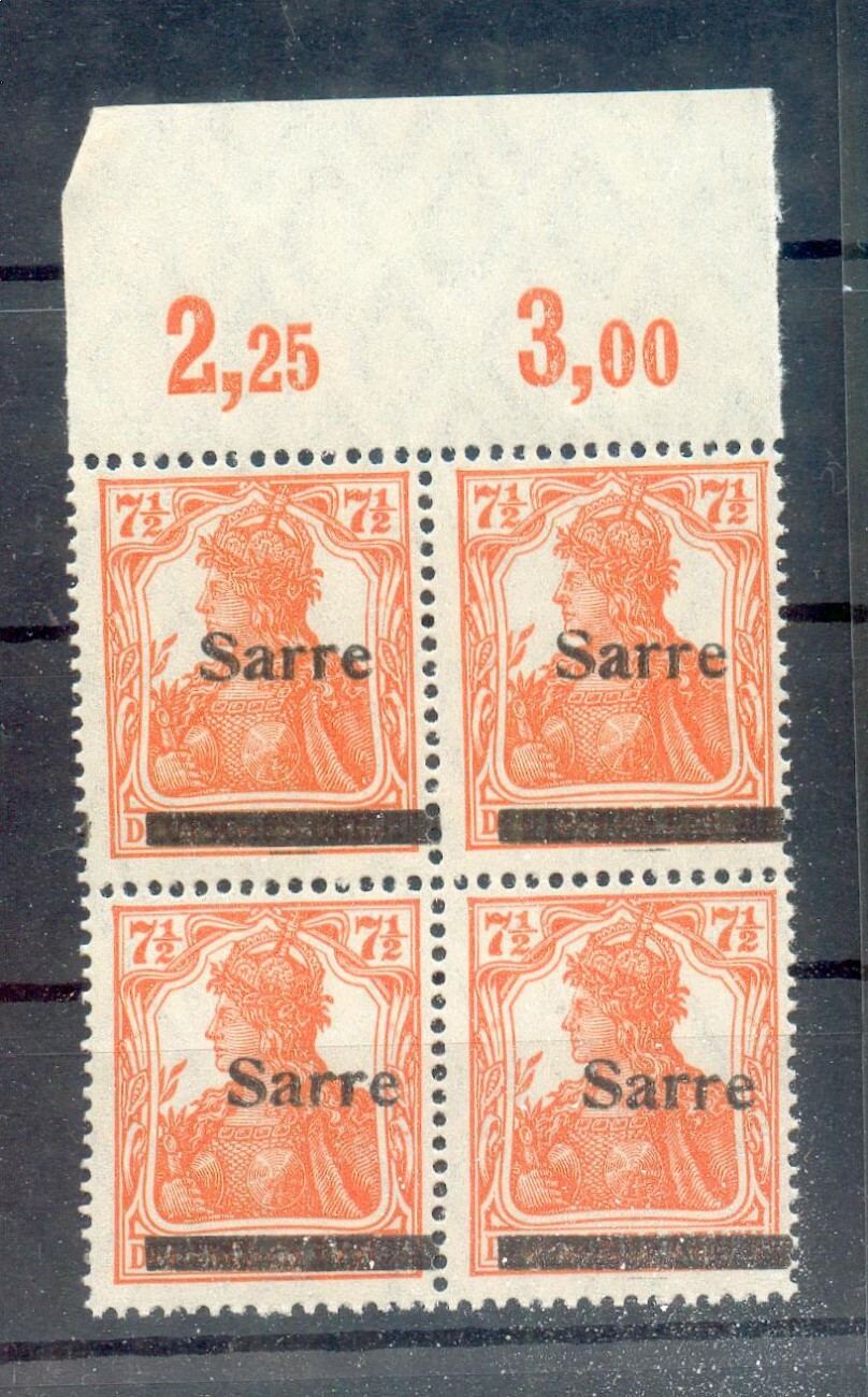 Saar 5aIII POR Upper margin-VB** MNH mint never hinged BPP 72+EUR (F4534