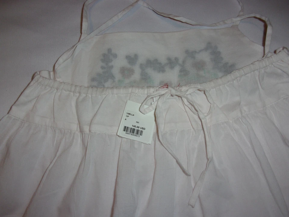 Bonpoint Girl Top hand Embroidered. Summer Blouse W/Straps White Size 8 NWT $140 - Image 3 of 4