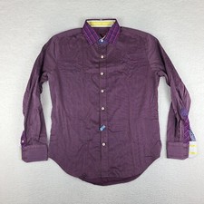 Robert Graham X Shirt Mens Medium Purple Maroon Tailored Fit Dress Button Up