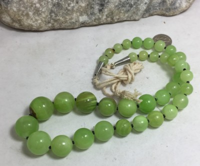 30'' gradual light green nephrite necklace/10mm to 18mm diameter/(y351a-w3.5)