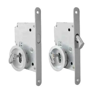 VI.TEL. Kit Maniglia Porta Scorrevole Cromo Acciaio Satinato Con Chiave Kit Porte Scorre