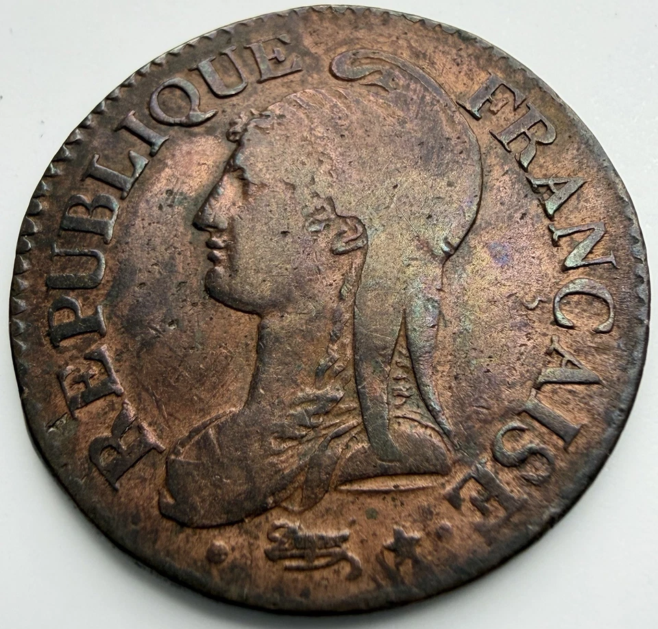 Monnaie de Cinq Centimes Dupré L'AN 5 W LILLE - Photo 1/3