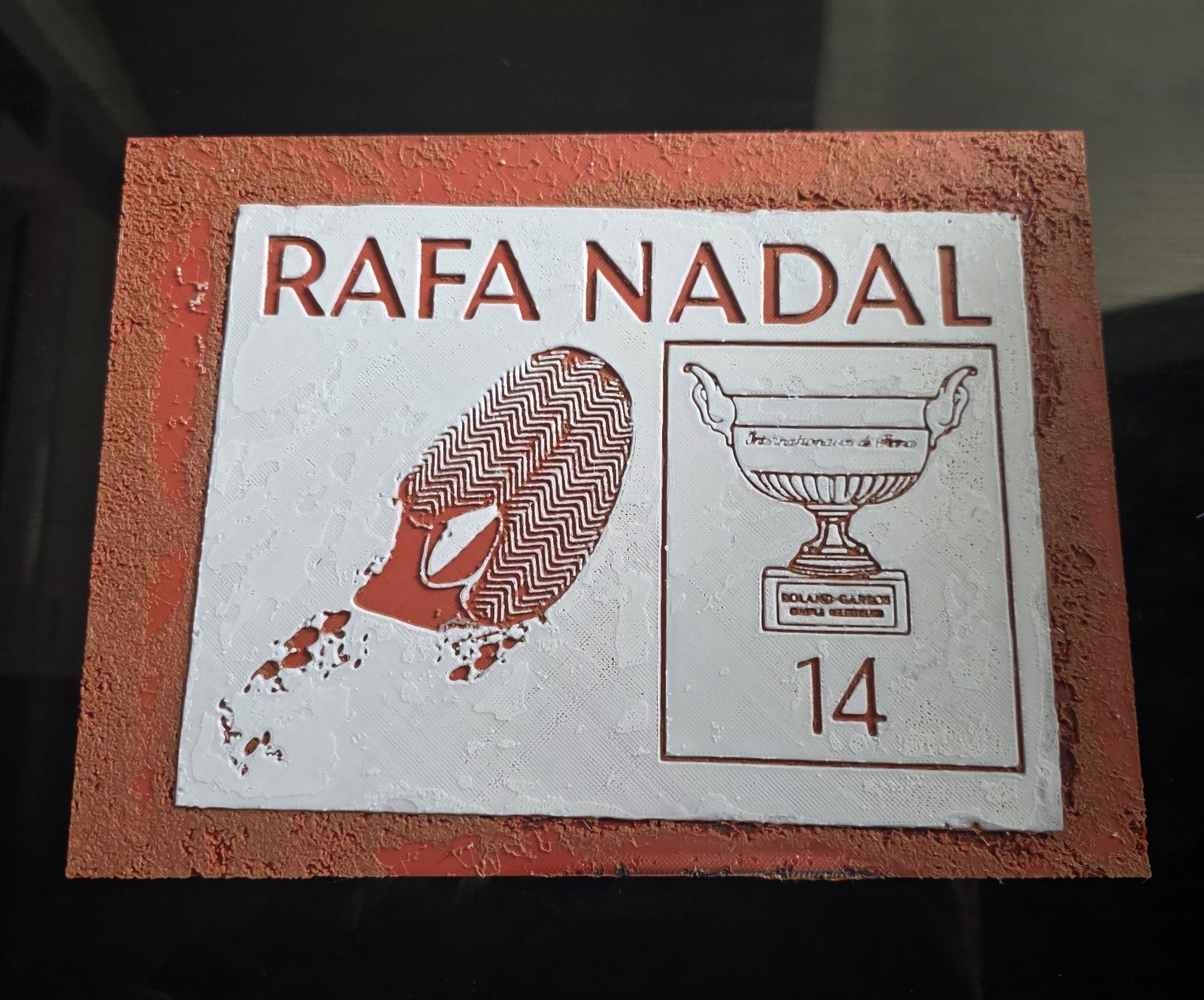 Plaque murale Rafa Nadal Roland Garros objet décoration tennis 24 cm