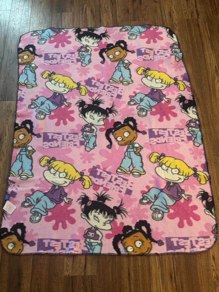 Manta polar vintage Nick Jr. Angelica Susie Best Friends Rugrats Kimi rosa Foto 2 de 4