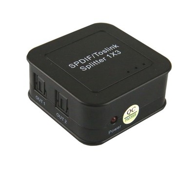 Toslink Digital Audio SPDIF Splitter  Powered/Amplified (1 in  3 Out)