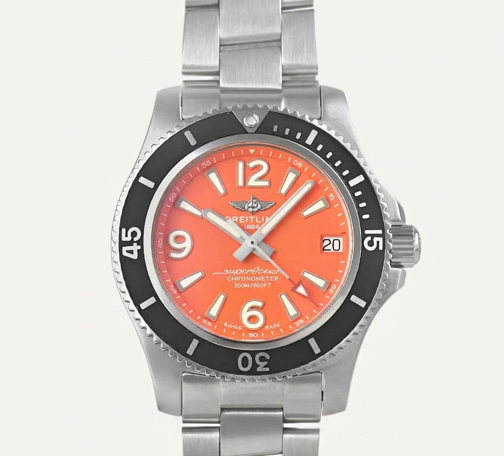 Breitling Superocean 36 Orange Dial A17316 Automatic Mint/Polished Unisex Watch