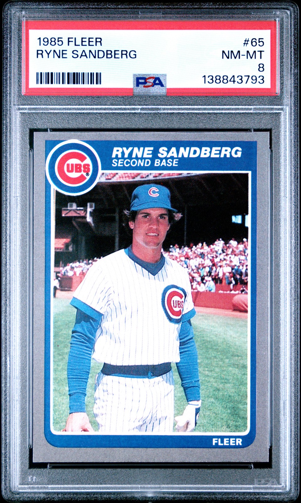 1985 FLEER #65 RYNE SANDBERG PSA 8